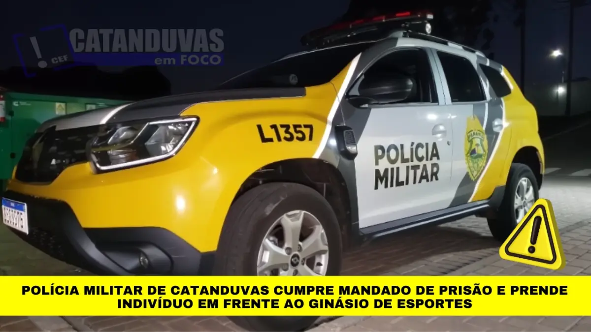 Polícia Militar de Catanduvas cumpre mandado de prisão e prende indivíduo em frente ao ginásio de esportes Polícia Militar de Catanduvas cumpre mandado de prisão e prende indivíduo em frente ao ginásio de esportes