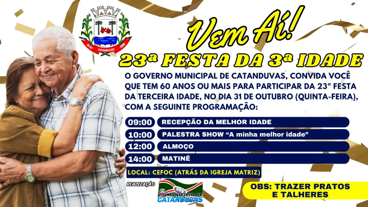 Atenção vovôs e vovós de Catanduvas! Vem aí a 23ª Festa da Terceira Idade