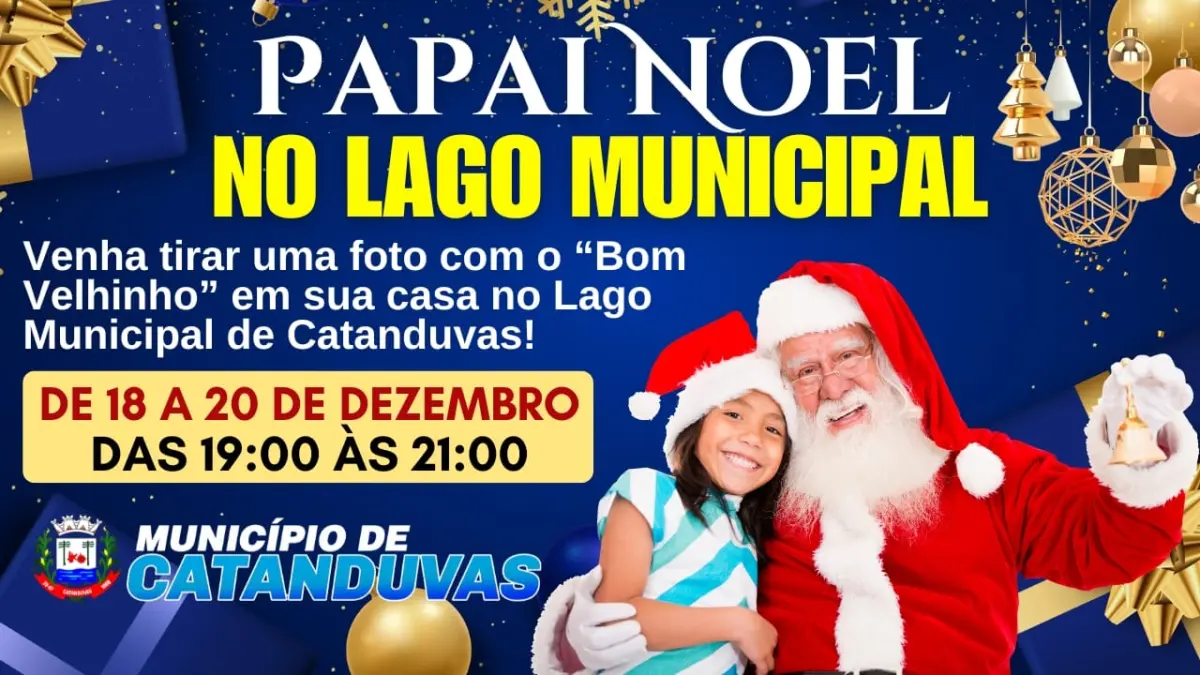 Papai Noel espera por você no Lago Municipal de Catanduvas!