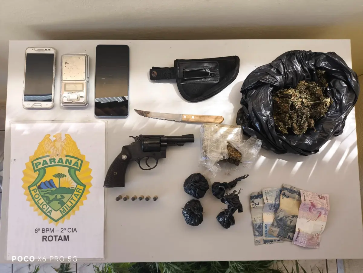 ROTAM prende casal por porte ilegal de arma e tráfico de drogas em Catanduvas