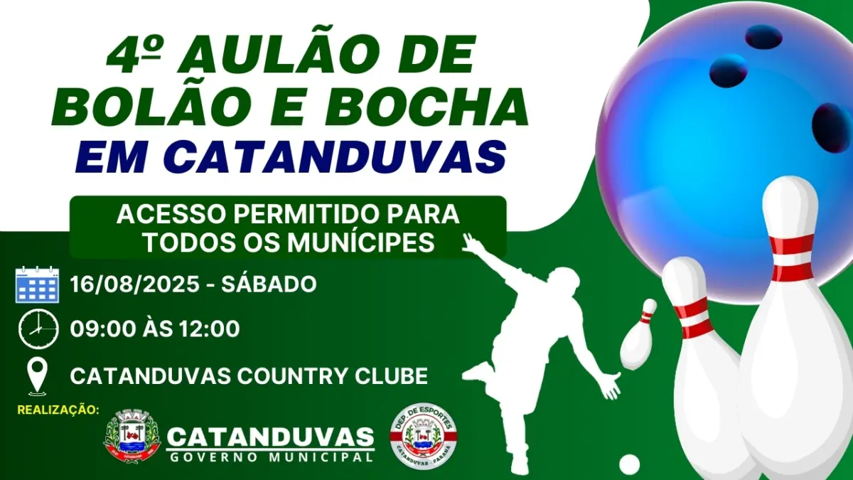 4º Aulão de Bolão e Bocha em Catanduvas acontece dia 16 de agosto