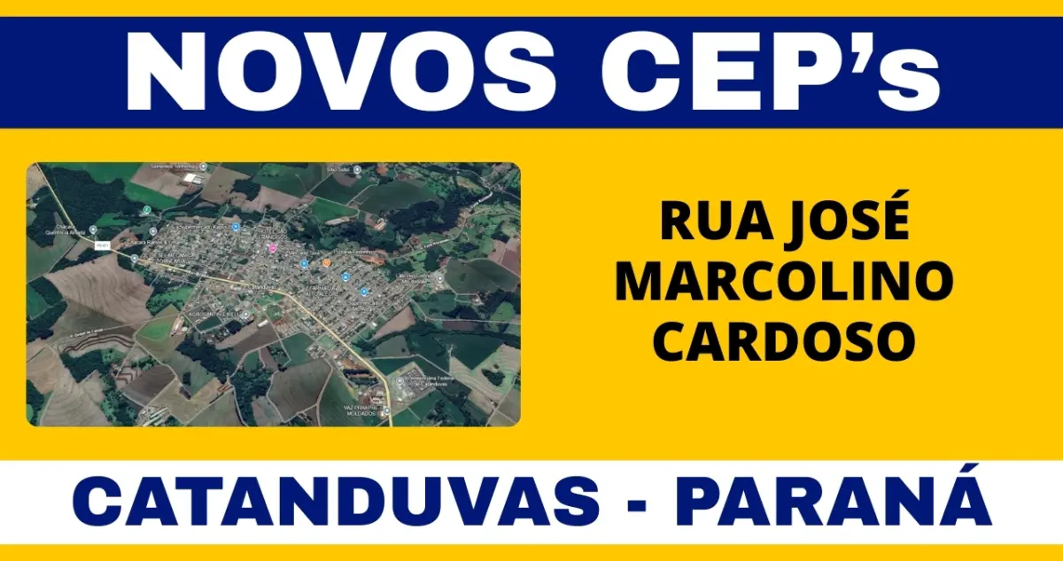 Conheça os novos CEPs da Rua José Marcolino Cardoso em Catanduvas