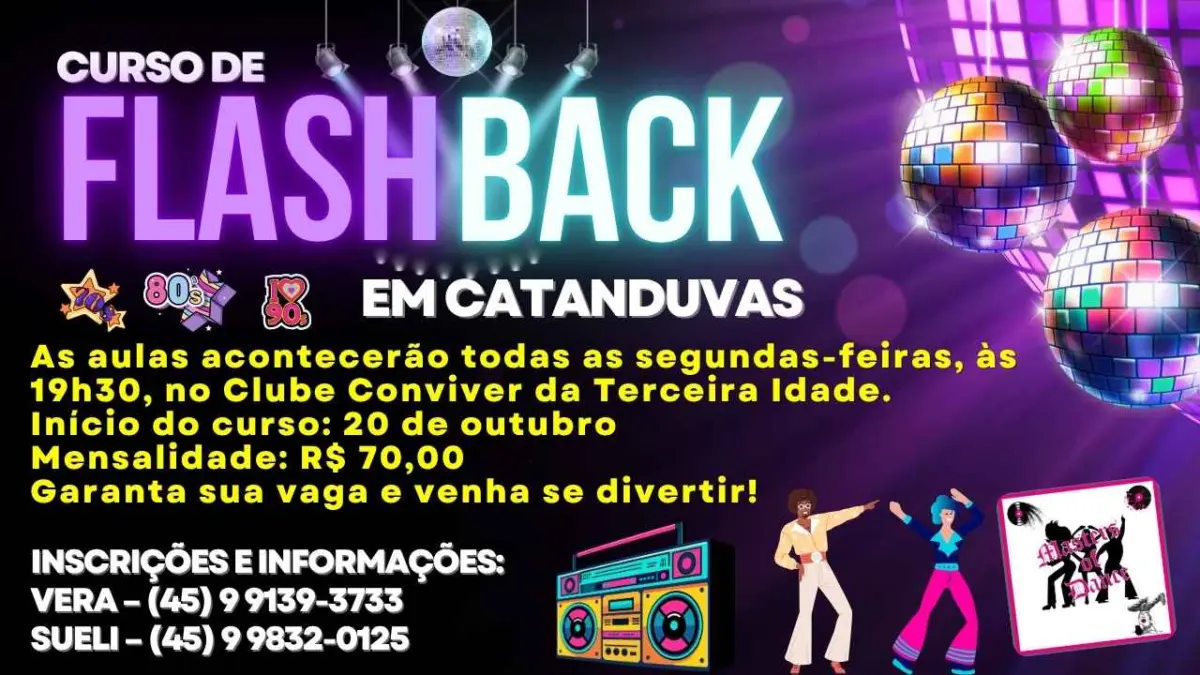 Curso de Flashback em Catanduvas promete noites cheias de ritmo e nostalgia