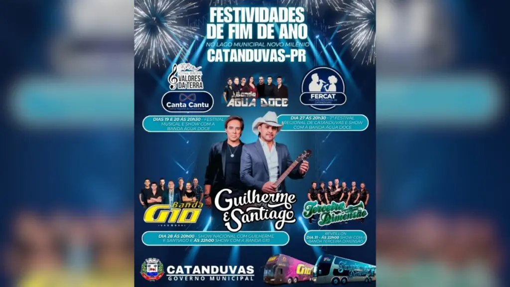 Catanduvas divulga programação completa das festividades de fim de ano no Lago Municipal