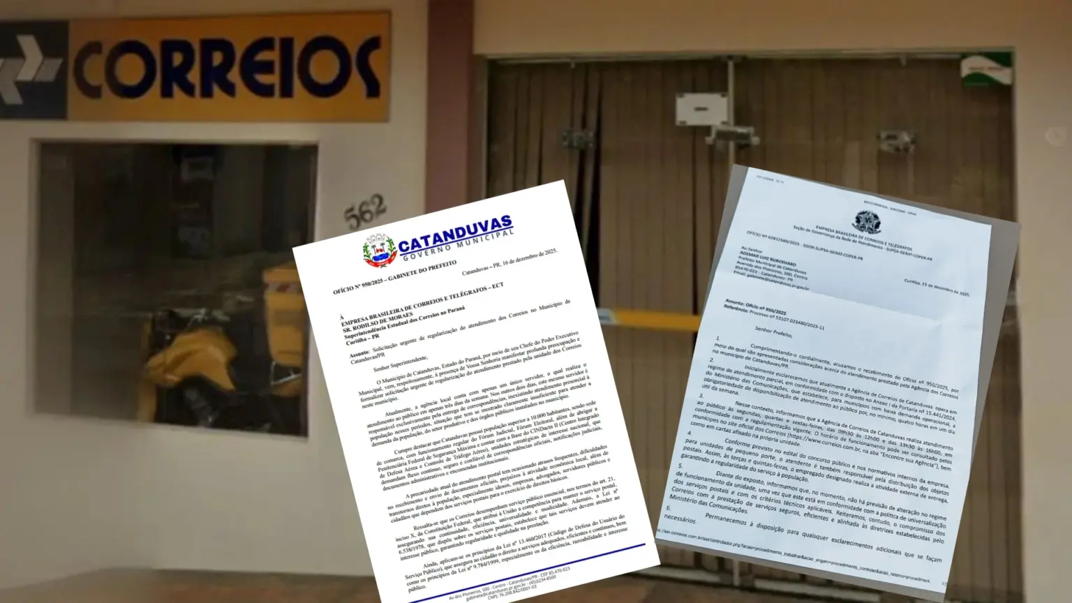 Prefeito cobra regularização dos Correios em Catanduvas, mas resposta da estatal mantém atendimento precário