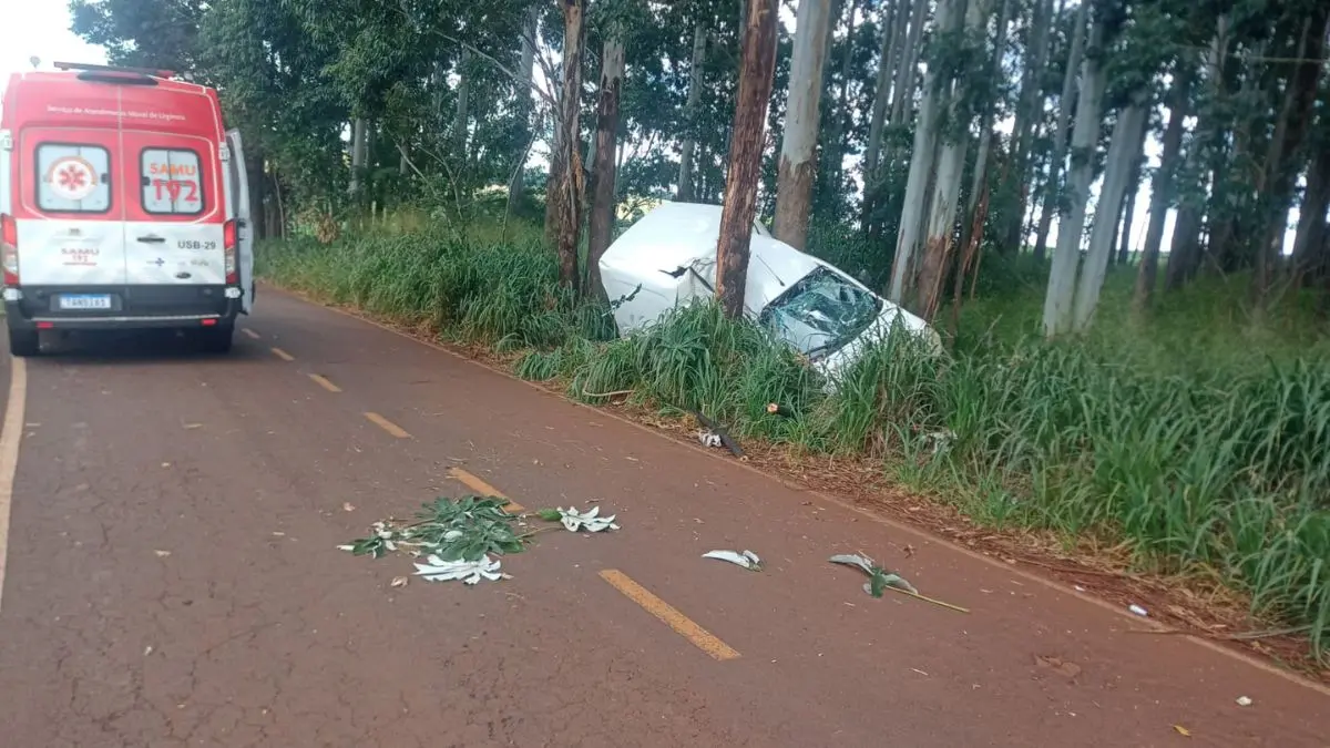 Mulher fica ferida após carro sair da pista e colidir contra árvores em Catanduvas Mulher fica ferida após carro sair da pista e colidir contra árvores em Catanduvas