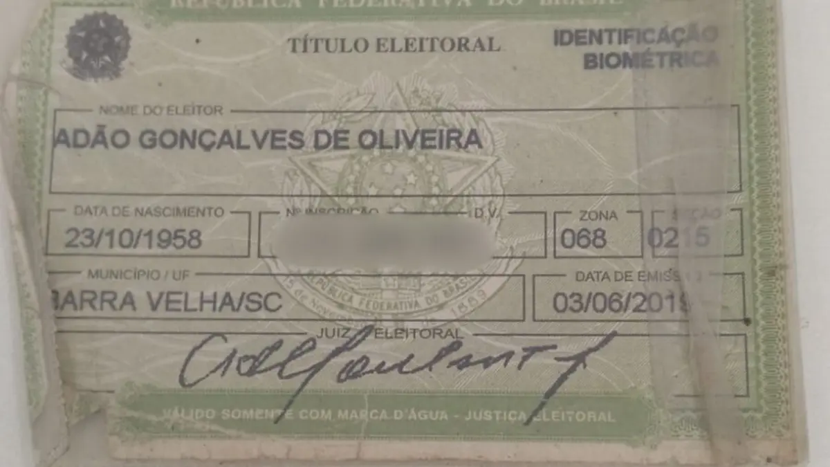 Título de eleitor de Adão Gonçalves de Oliveira é encontrado na rodoviária de Catanduvas