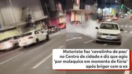Motorista faz ‘cavalinho de pau’ em centro de cidade do PR e alega ‘molequice em fúria’ após briga com ex Motorista faz 'cavalinho de pau' em centro de cidade do PR e alega 'molequice em fúria' após briga com ex