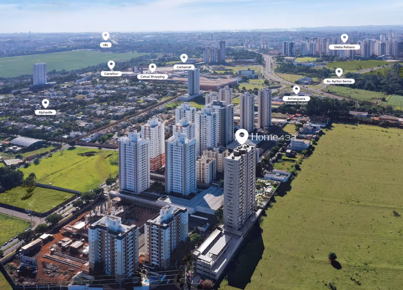 Home 433 em Londrina: Apartamentos de 2 e 3 quartos com suíte e lazer completo na Av. Maringá