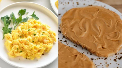Ovos mexidos ou torrada com pasta de amendoim? Descubra a melhor opção de café da manhã para controlar sua glicose e ter mais saciedade