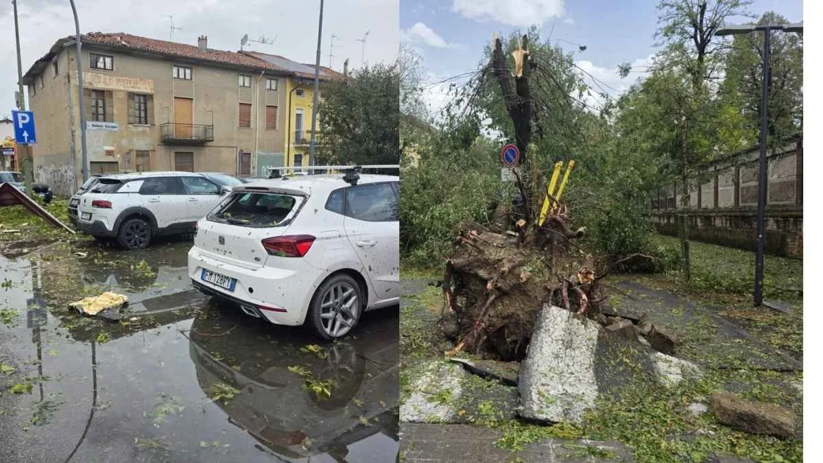 Temporal deixa ruas e veículos danificados em Cremona, na Itália