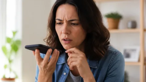 Pessoa tentando ouvir áudio do WhatsApp no celular