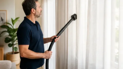 Como limpar a cortina cheia de poeira sem desmontar tudo