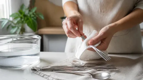 Limpeza de pequenas manchas de ferrugem em talheres de inox