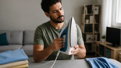 Pessoa conferindo se o ferro elétrico foi desligado
