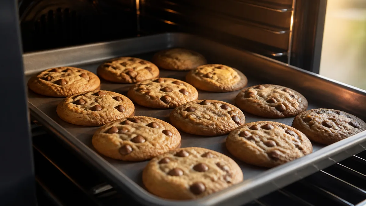 Assadeira com biscoitos caseiros no forno