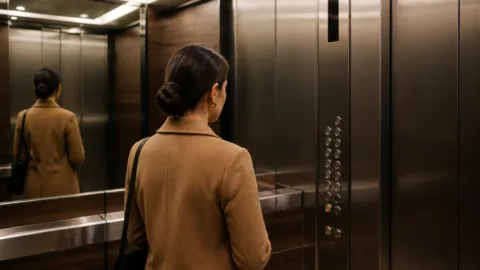 Espelho em um elevador moderno