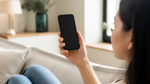 Pessoa segurando celular durante uma ligação com a tela apagada