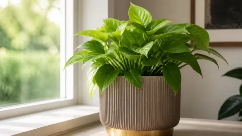 Planta ornamental em vaso decorativo dentro de casa