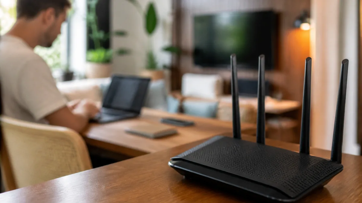 Roteador Wi-Fi em uma sala de casa
